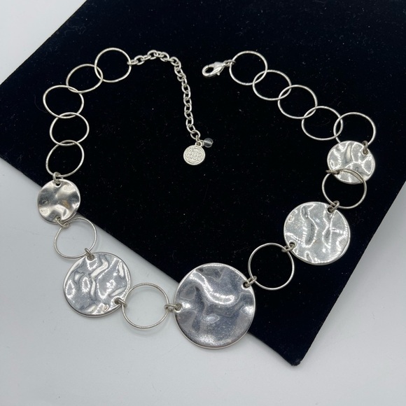 Bill Blass Silver Disc Statement Necklace - Picture 3 of 7